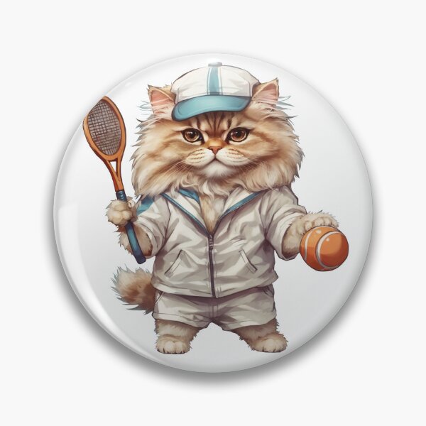 Item preview, Adorable Persian cat, male tennis player, prepares to serve the ball designed and sold by chathai.