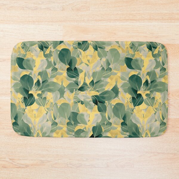 Item preview, Green eucalyptus on yellow background  designed and sold by Natalia Ruzhyna.