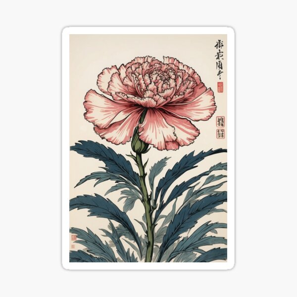 Item preview, Carnation, japanese woodblock style designed and sold by Planthem.