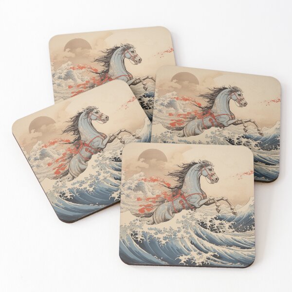Item preview, Equestrian Wave: A Hokusai-Inspired Horse Riding Art designed and sold by HorsesApp.