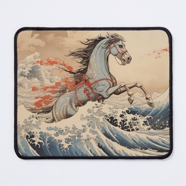Item preview, Equestrian Wave: A Hokusai-Inspired Horse Riding Art designed and sold by HorsesApp.
