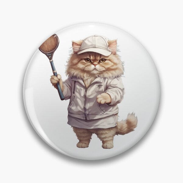 Item preview, A cute Persian cat, a female tennis player, prepares to receive a serve from her opponent designed and sold by chathai.
