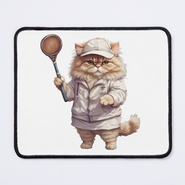 Item preview, A cute Persian cat, a female tennis player, prepares to receive a serve from her opponent designed and sold by chathai.