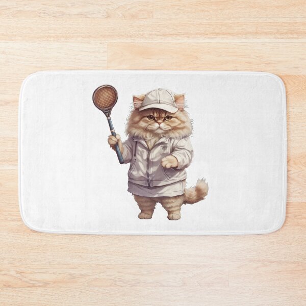 Item preview, A cute Persian cat, a female tennis player, prepares to receive a serve from her opponent designed and sold by chathai.