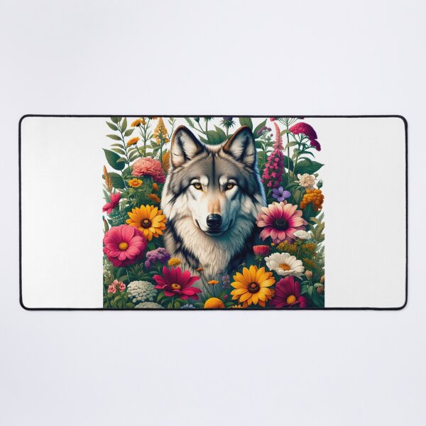 Artikelvorschau, Wolf mit Blumen 2 entworfen und verkauft von InfinityImprint.