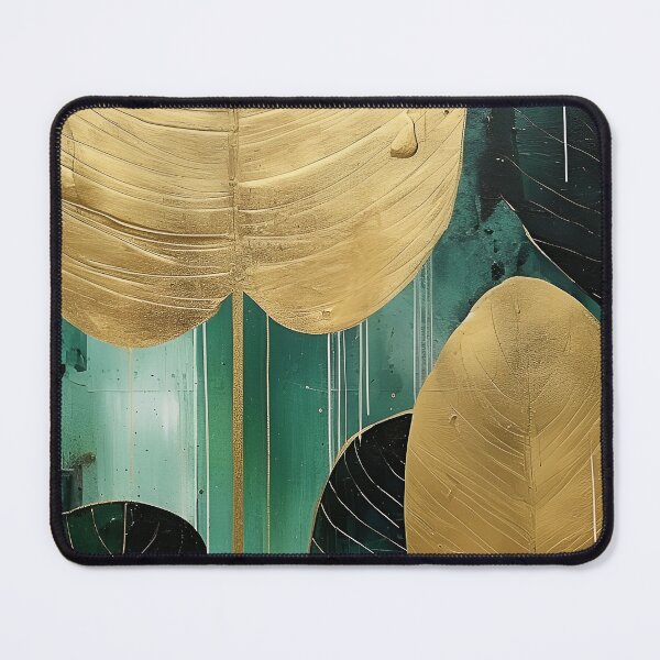 Artikelvorschau, Moderne Kunst in grünem Acryl und Goldfolie entworfen und verkauft von Bomba Visual.