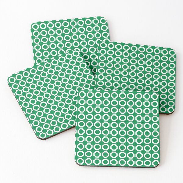 Item preview, Vibrant Green White Connected Hexagon Ring Circle Geometric Mosaic Art Deco Patterns designed and sold by PenguinForests.
