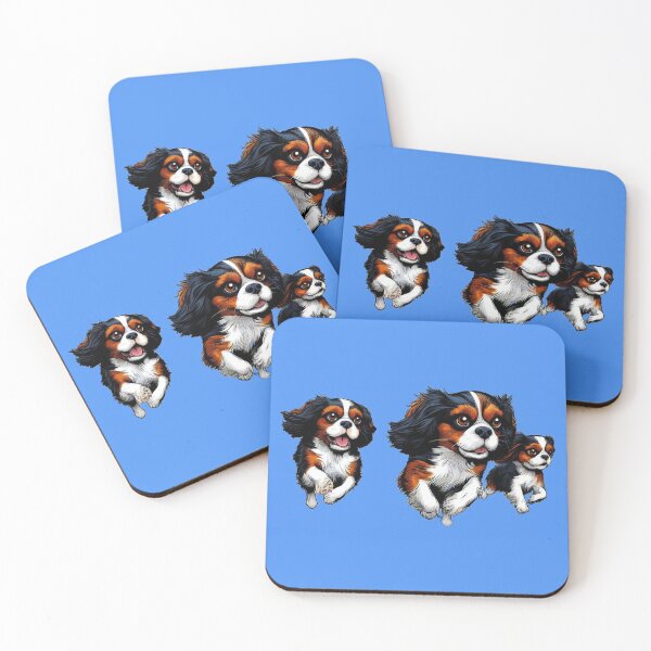 Item preview, Tri Colour Cavalier King Charles Spaniels Running designed and sold by barksandsqueaks.