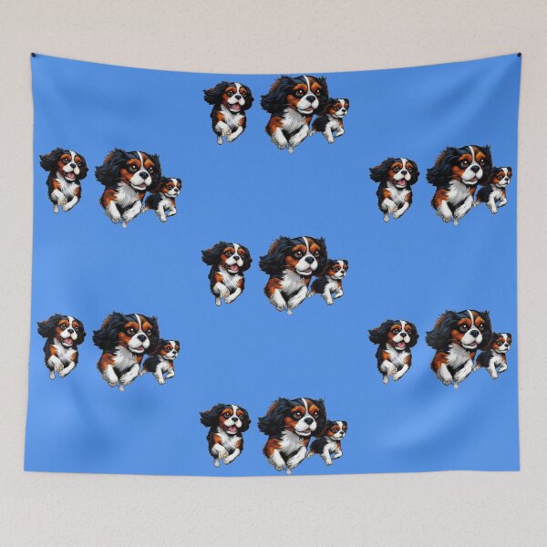 Item preview, Tri Colour Cavalier King Charles Spaniels Running designed and sold by barksandsqueaks.