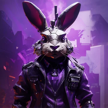 Artwork thumbnail, Punk Rabbit on Purple Background by BitPunk