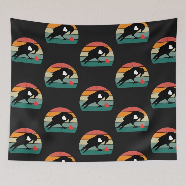 Item preview, Retro sunset and black raven heart eating designed and sold by erozzz.