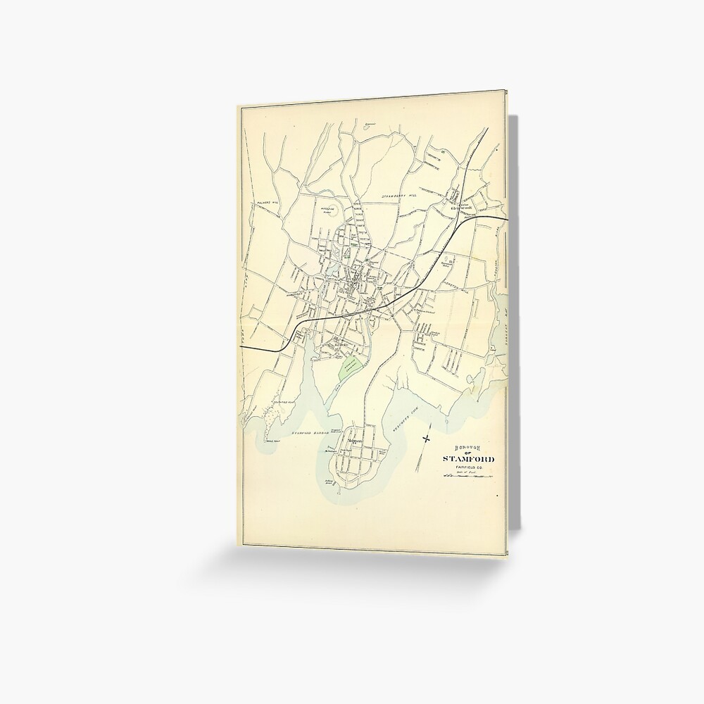 "Vintage Map of Stamford CT (1893)" Greeting Card by BravuraMedia