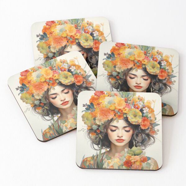 Item preview, Blooming Me: Young Woman with Floral Crown Summer Fall designed and sold by adlydesigns.