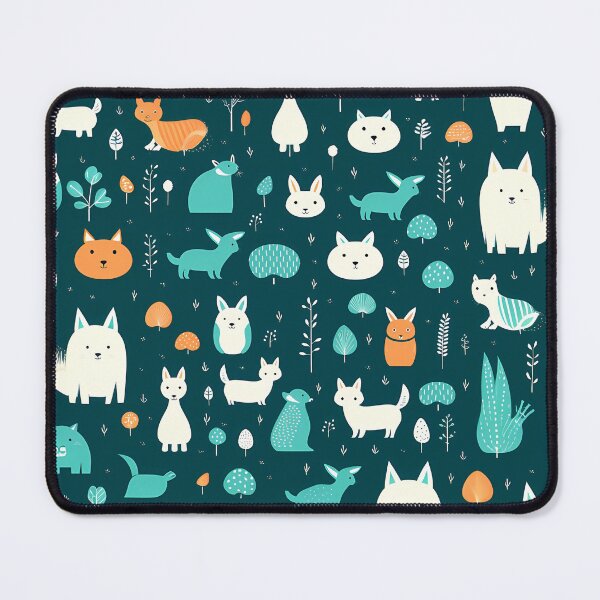 Item preview, Cute minimal forest animals pattern in teal designed and sold by CiniAi.