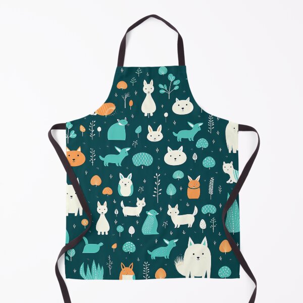 Item preview, Cute minimal forest animals pattern in teal designed and sold by CiniAi.