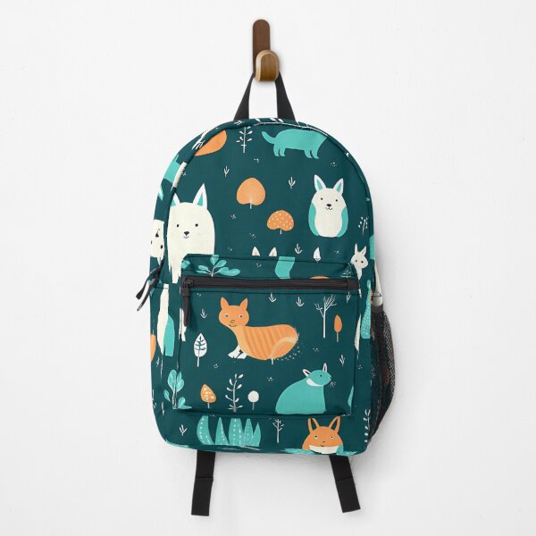 Item preview, Cute minimal forest animals pattern in teal designed and sold by CiniAi.