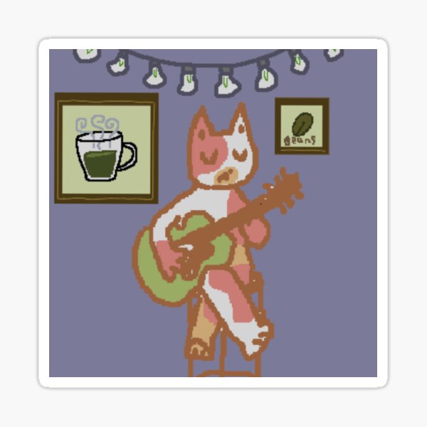 open mic night cat! print Glossy Sticker