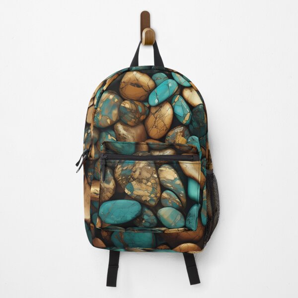 Item preview, Pattern of teal, turquoise and gold river pebbles designed and sold by CiniAi.