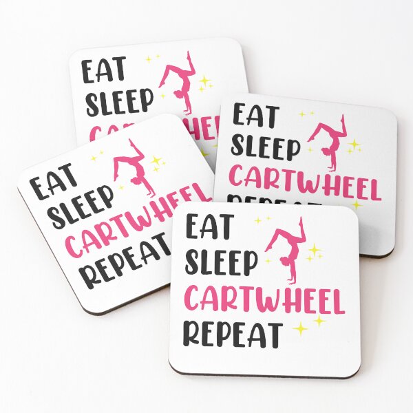 Aperçu de l'œuvre Eat Sleep Cartwheel Repeat, Cartwheel Tumbling Lover Athlete Girl, Womens Cheer Mom créée et vendue par behindthefacts.