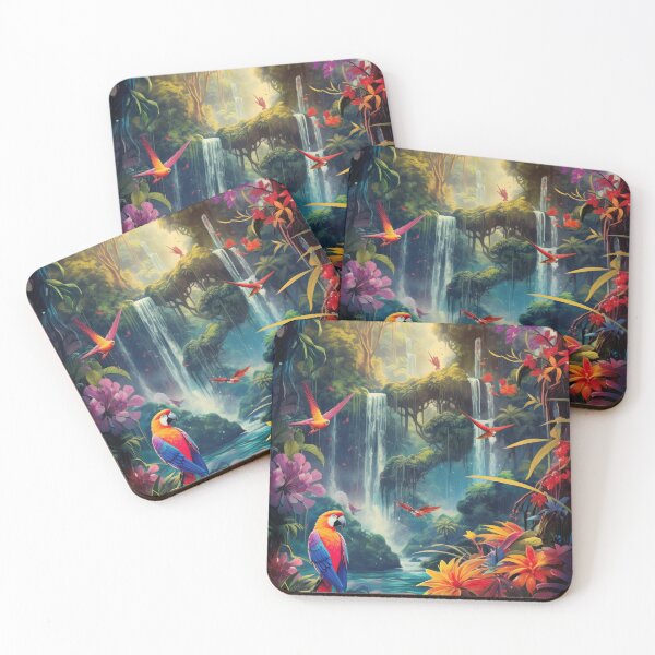 Item preview, Enchanted Rainforest Retreat - Vibrant Parrot and Tropical Flora designed and sold by kawaiidoodlesuk.