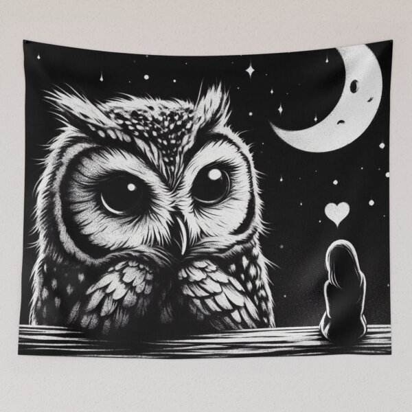Item preview, owl and girl designed and sold by EsFeDemir.