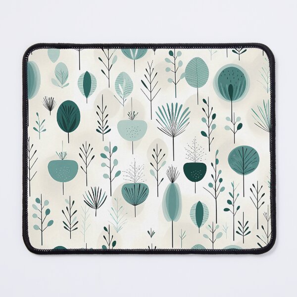 Item preview, Cute minimal drawing style nature and trees pattern in turquoise and grey designed and sold by CiniAi.