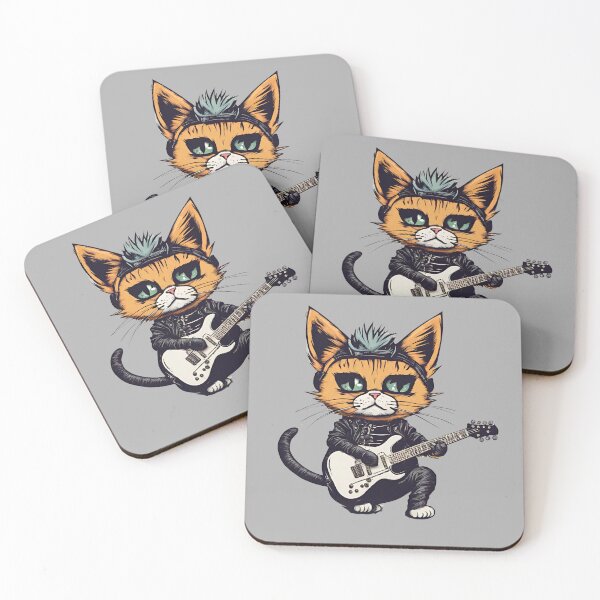 Item preview, CUTE GUITARIST CAT  – rock cat - heavy metal cat - guitarist cat designed and sold by Musicians-world.