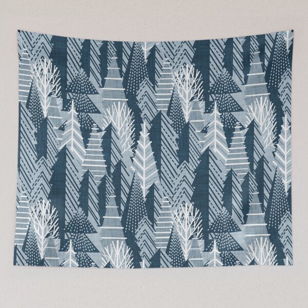 Item preview, Winter forest // pastel and nile blue faux textured cozy pine trees  designed and sold by SelmaCardoso.