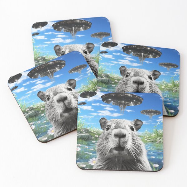 Item preview, Capybara Selfie with UFOs designed and sold by Master-Print.