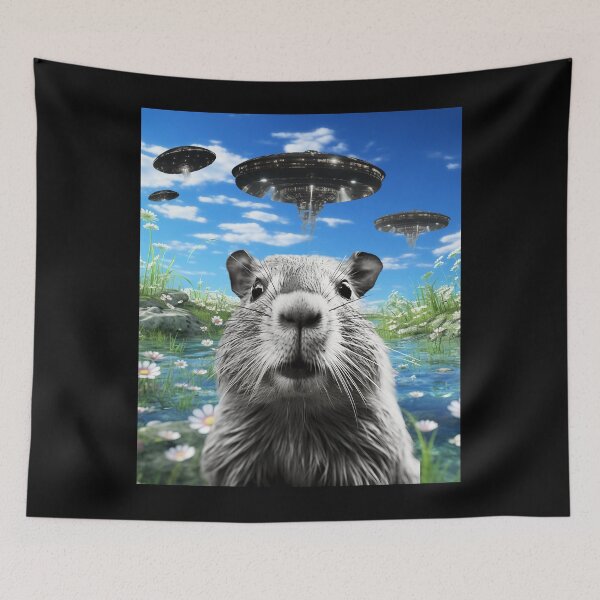 Item preview, Capybara Selfie with UFOs designed and sold by Master-Print.
