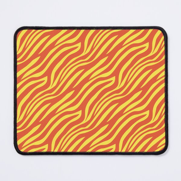 Item preview, Saffron Yellow Tangerine Orange Wavy Tribal Lines Flowing Tiger Stripes African Savannah Tropics Pattern designed and sold by PenguinForests.