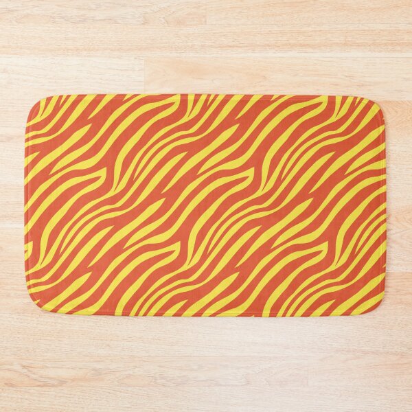 Item preview, Saffron Yellow Tangerine Orange Wavy Tribal Lines Flowing Tiger Stripes African Savannah Tropics Pattern designed and sold by PenguinForests.