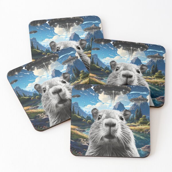 Item preview, Capybara Selfie with UFOs designed and sold by Master-Print.