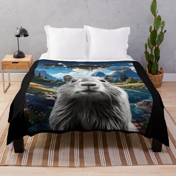 Item preview, Capybara Selfie with UFOs designed and sold by Master-Print.