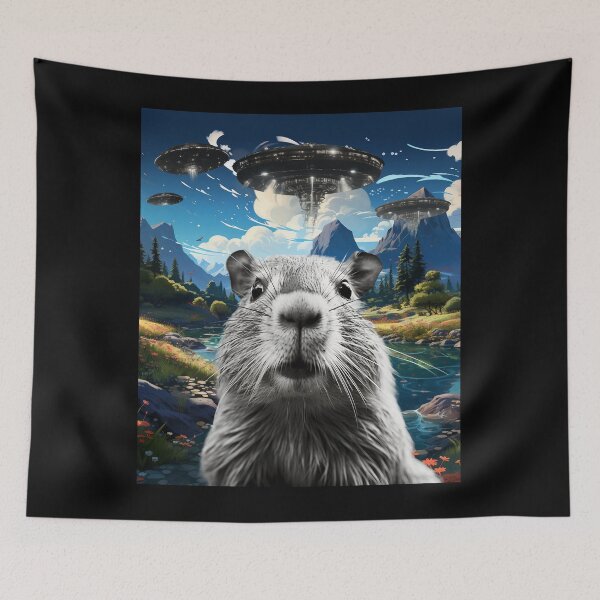 Item preview, Capybara Selfie with UFOs designed and sold by Master-Print.