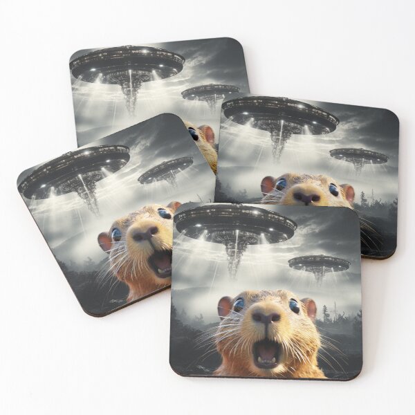 Item preview, Capybara Selfie with UFOs designed and sold by Master-Print.