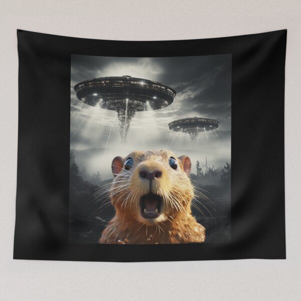Item preview, Capybara Selfie with UFOs designed and sold by Master-Print.