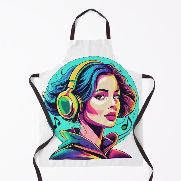 Item preview, woman with headphones designed and sold by NotesForMusic.