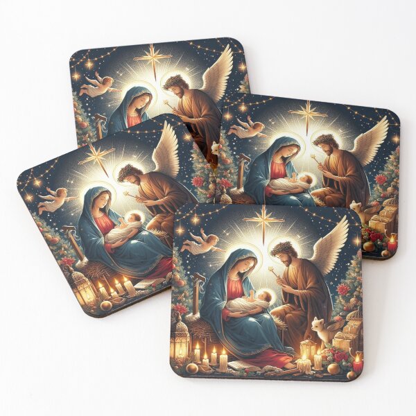 Item preview, Advent Christmas Mother of God, St. Joseph with baby Jesus and angels  designed and sold by JaroDesign2023.