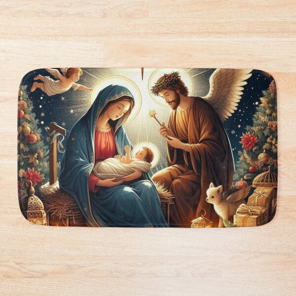 Item preview, Advent Christmas Mother of God, St. Joseph with baby Jesus and angels  designed and sold by JaroDesign2023.