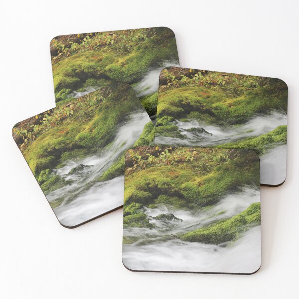 Item preview, Cascading Waterfall Over Mossy Rocks Semi-Abstract designed and sold by Kizzydesign.