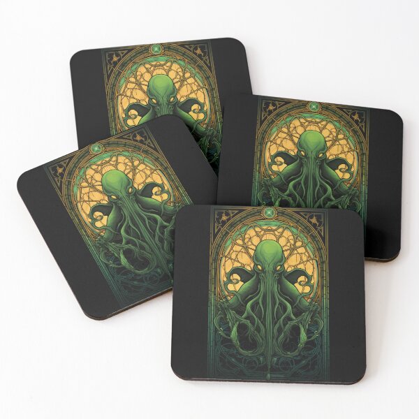 Item preview, Cthulhu Rising Stained Glass Window Temple Church designed and sold by LastHighwayTees.