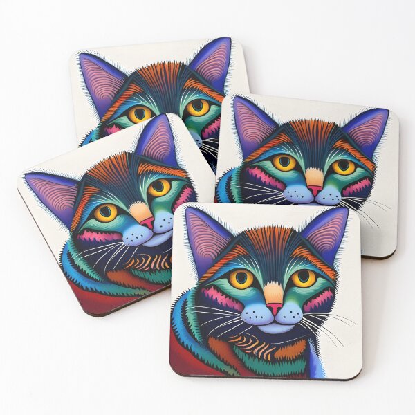 Item preview, Colorful Folk Art Cat designed and sold by Reclining Buddha Cat.