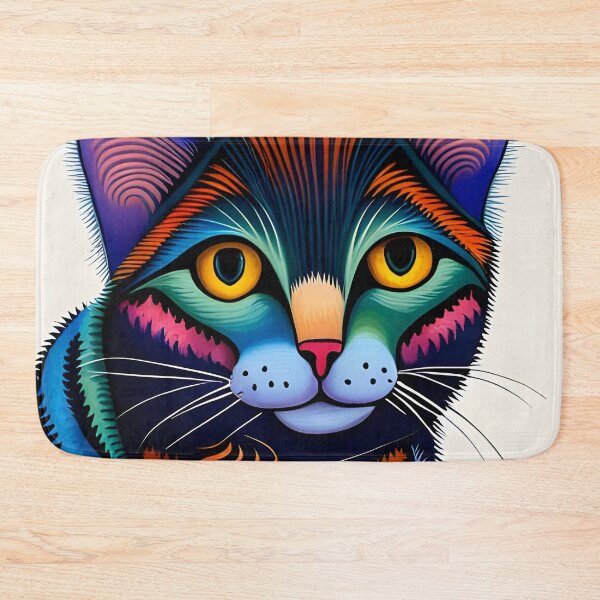Item preview, Colorful Folk Art Cat designed and sold by Reclining Buddha Cat.