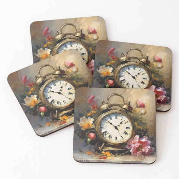 Item preview, Painting still life grandfather clock on the dresser surrounded with flowers designed and sold by Didier Junk.