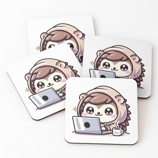 Item preview, Charming Kawaii Hedgehog Programmer - Ideal for Coding and Animal Aficionados designed and sold by PuffPuffPrint.