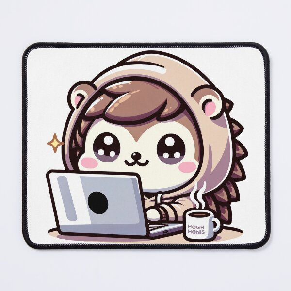Item preview, Charming Kawaii Hedgehog Programmer - Ideal for Coding and Animal Aficionados designed and sold by PuffPuffPrint.