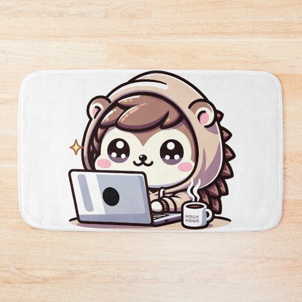Item preview, Charming Kawaii Hedgehog Programmer - Ideal for Coding and Animal Aficionados designed and sold by PuffPuffPrint.