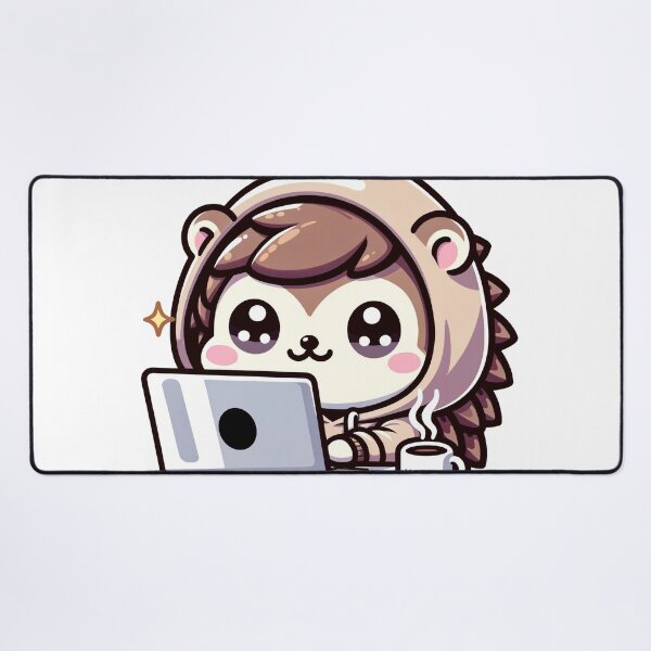 Item preview, Charming Kawaii Hedgehog Programmer - Ideal for Coding and Animal Aficionados designed and sold by PuffPuffPrint.