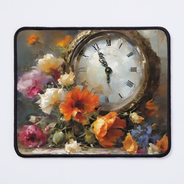 Item preview, Painting still life grandfather clock on the dresser surrounded with flowers designed and sold by Didier Junk.